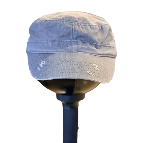 Stylish Distressed Style Gray Cap with Red Stitching - Picture 4 of 8